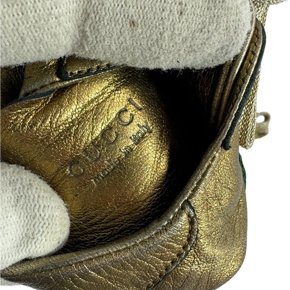 GUCCI Gold Leather Web Low Top Baby Sneakers Made in Italy Marked as 19 - 3.5 US - Picture 6 of 11